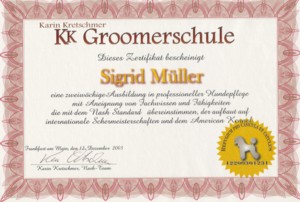 Zertifikat der Groomerschule